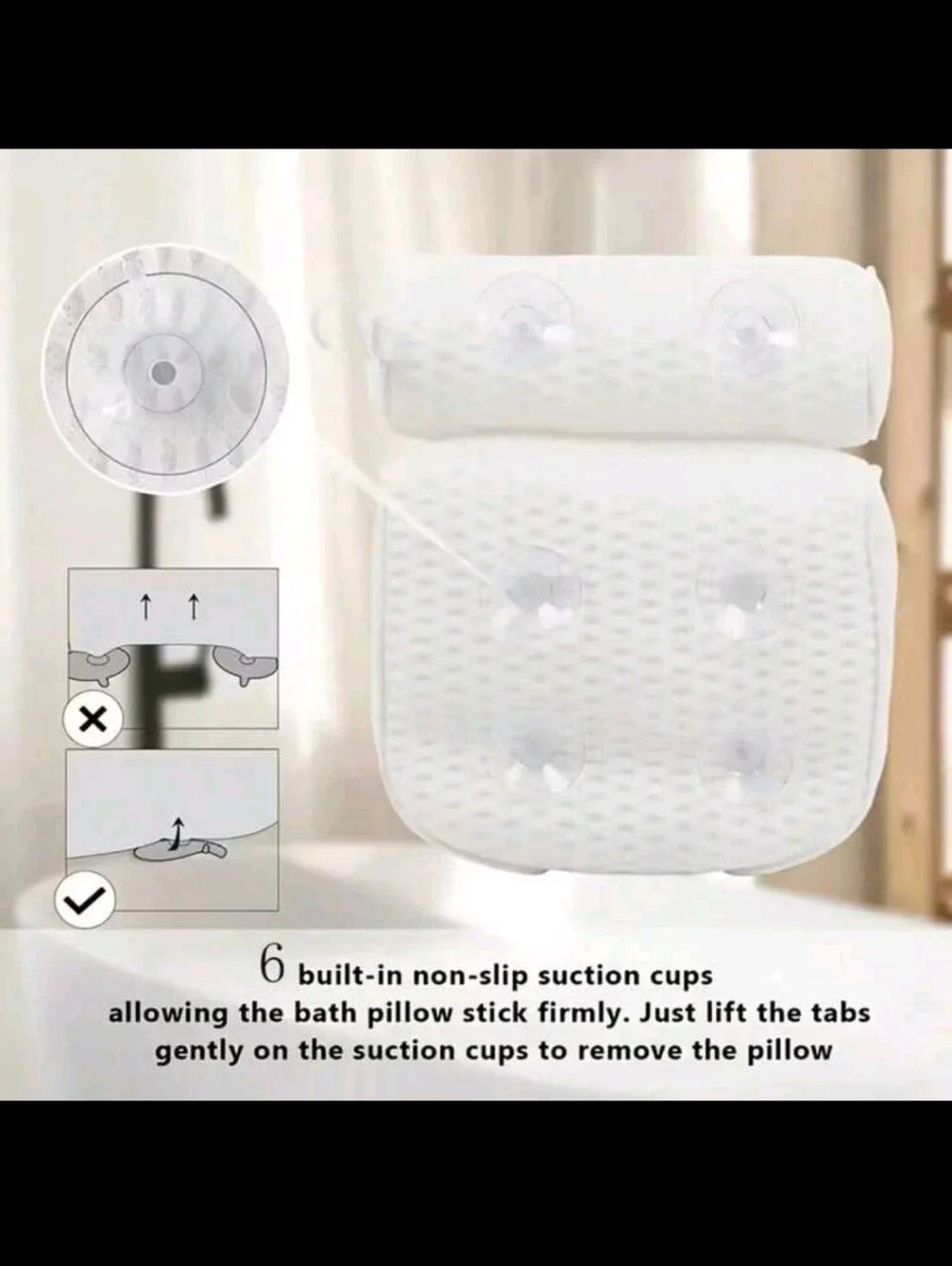 White Bath Pillow with Neck Roll - Home Bath